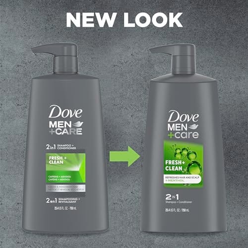 USA DOVE MEN + CARE 2-in-1 Shampoo and Conditioner Fresh and Clean 4 Count Nourishes and Invigorates Helps Strengthen Hair 917ml