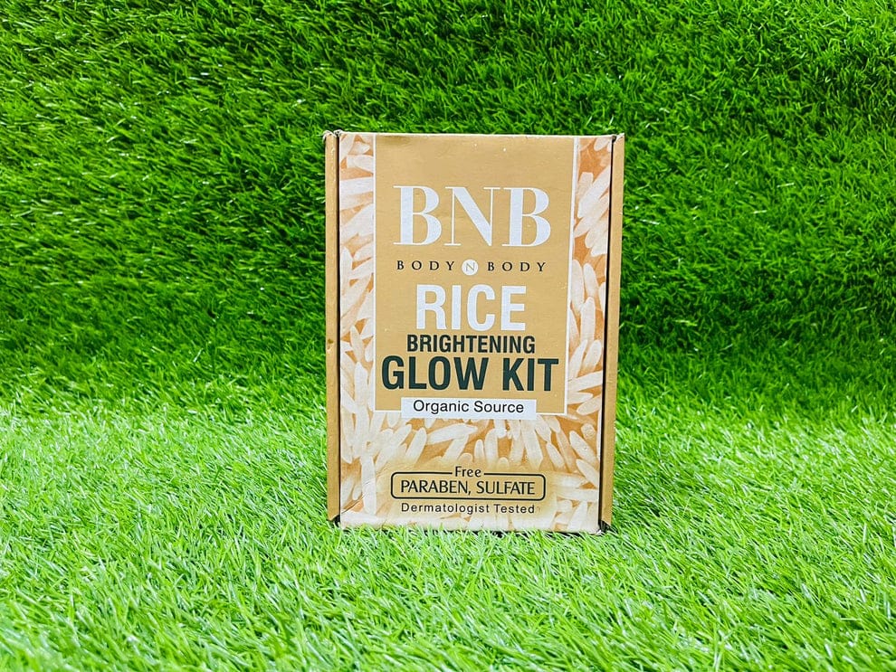 BNB Organic Source Rice Brightening Glow Kit, Face Wash+Scrub+Mask, Paraben and Sulfate Free, Dermatologist-Tested