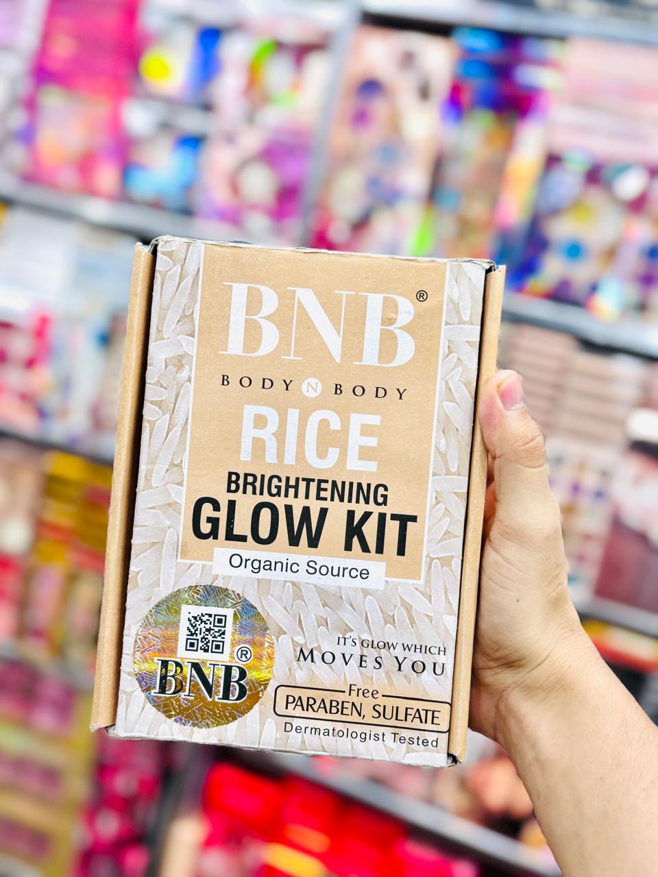 BNB Organic Source Rice Brightening Glow Kit, Face Wash+Scrub+Mask, Paraben and Sulfate Free, Dermatologist-Tested