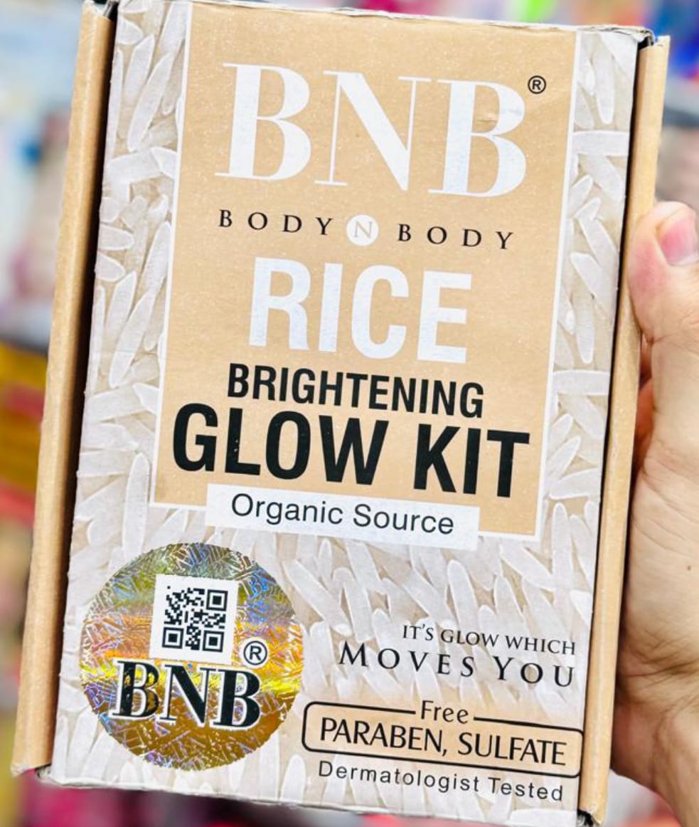 BNB Organic Source Rice Brightening Glow Kit, Face Wash+Scrub+Mask, Paraben and Sulfate Free, Dermatologist-Tested