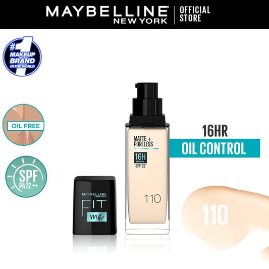 Maybelline New York - NY Fit Me Matte + Poreless Liquid Foundation SPF 22 110 Porcelain 30ml For Normal to Oily Skin