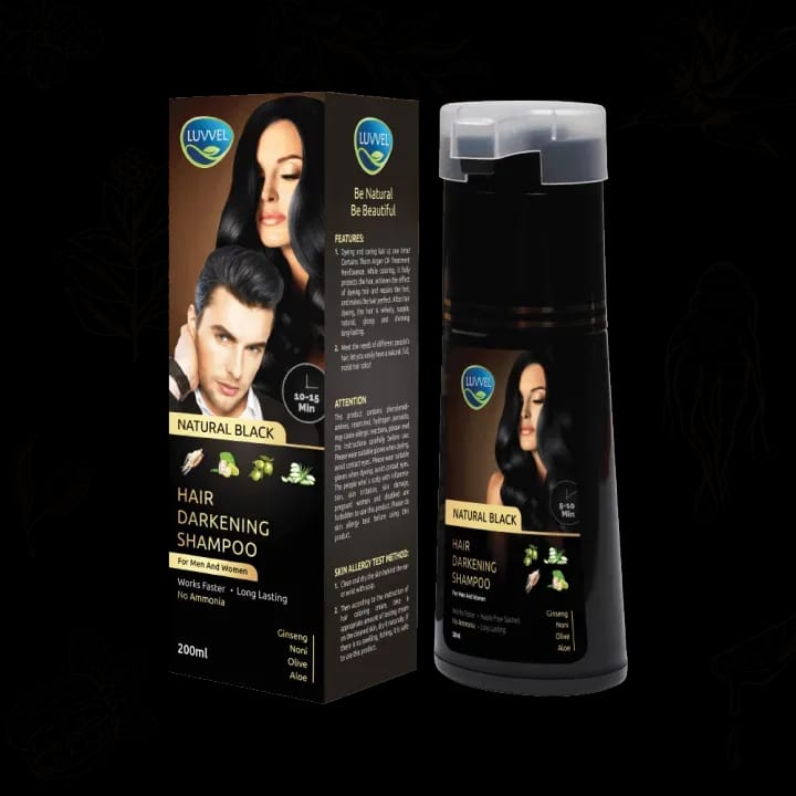 Luvvel Hair Darkening Shampoo, Natural Black, For Men & Women, 200ml