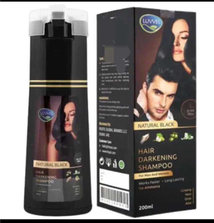 Luvvel Hair Darkening Shampoo, Natural Black, For Men & Women, 200ml